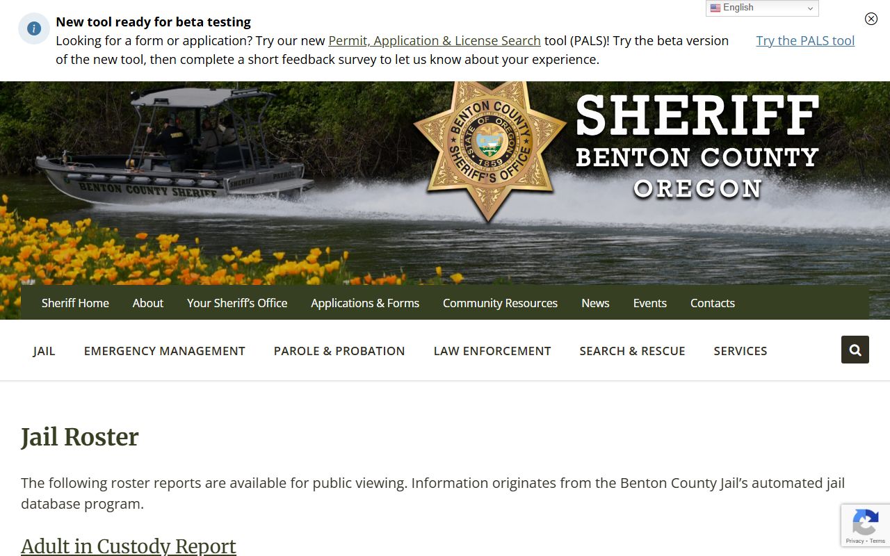 Benton County Sheriff inmate release list showing released individuals