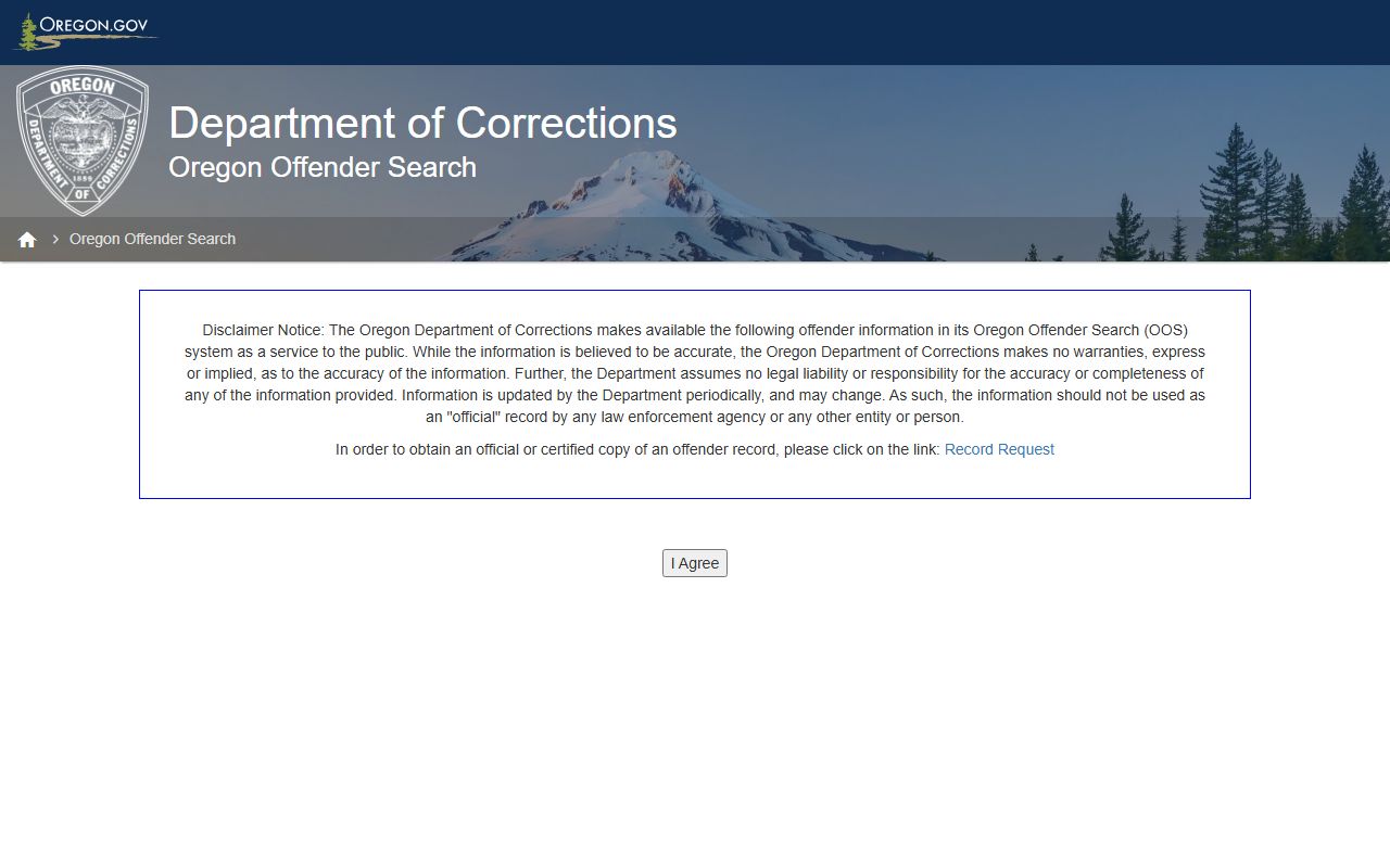 Oregon DOC Offender Search tool for recent arrests and custody status